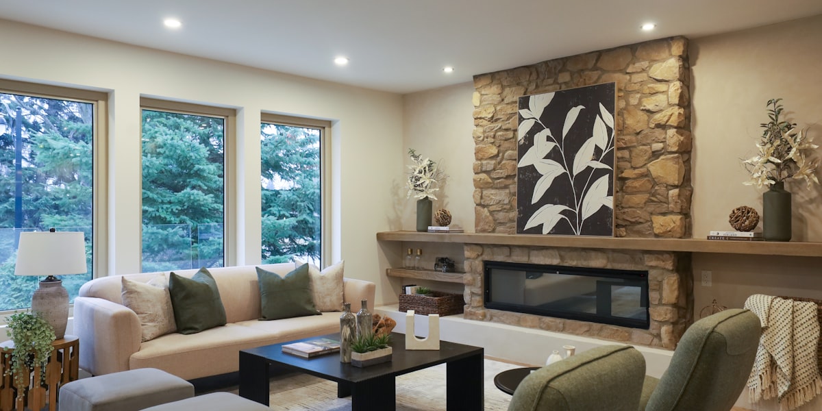 Comfortable living room with modern HVAC